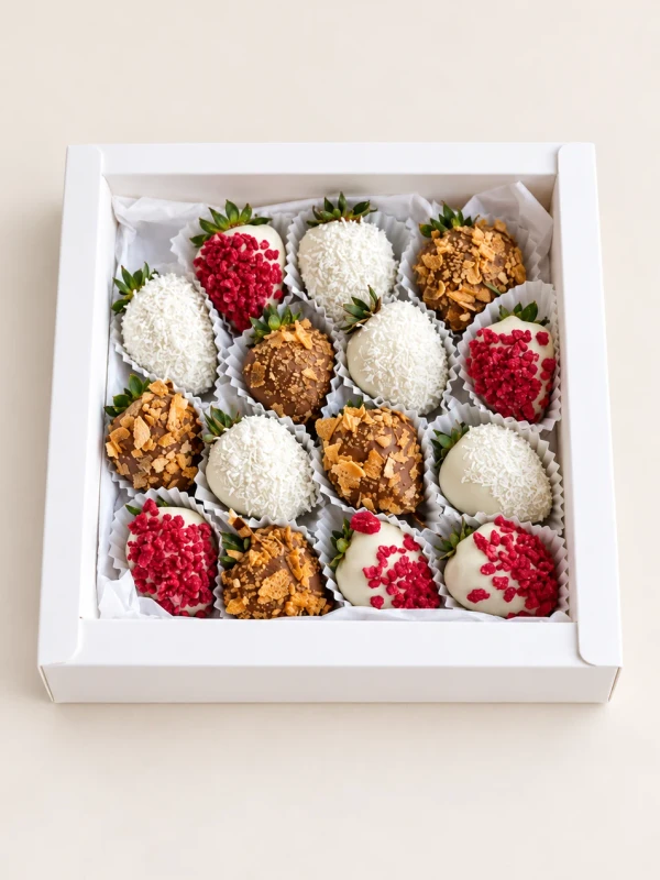 Клубничный бокс "Candy" — «Клубничный бокс Candy» — клубничный бокс Dolce Sweets из 10 ягод клубники в белом шоколаде и 5 ягод…